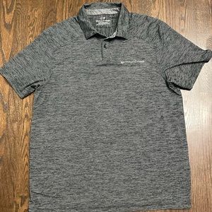 VINEYARD VINES Large Performance Gray Black Microstripe Polo Shirt Mens Golf